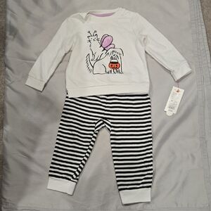 Kids Pajamas Set - White and Black Striped